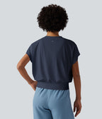 Haut de sport yoga oversize col V à manches courtes effet frais InstantCool à séchage rapide