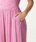 Combinaison côtelée décontractée sans manches à col en V froncée avec brassière intégrée et poches - Édition Easy Peasy