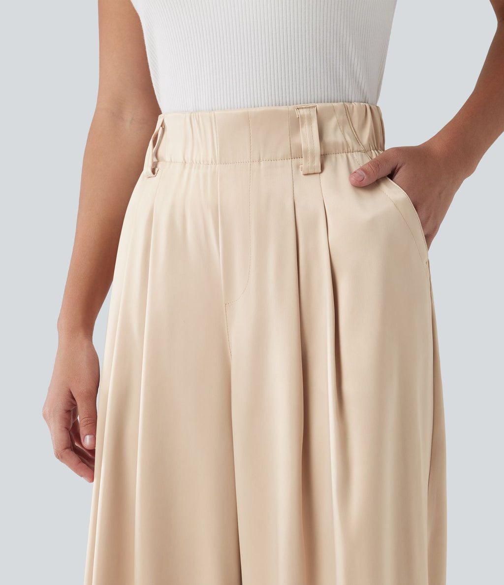 Pantalon tailleur Halara Flex™ large satin taille haute avec poches