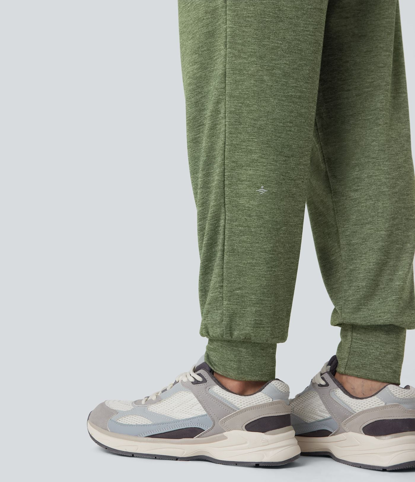 Jogging taille haute froncé chiné avec poches