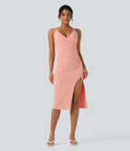 Robe moulante SoftlyZero™ Airy croisée froncée laçage effet frais InstantCool, bonnets E-G, protection solaire UPF50+