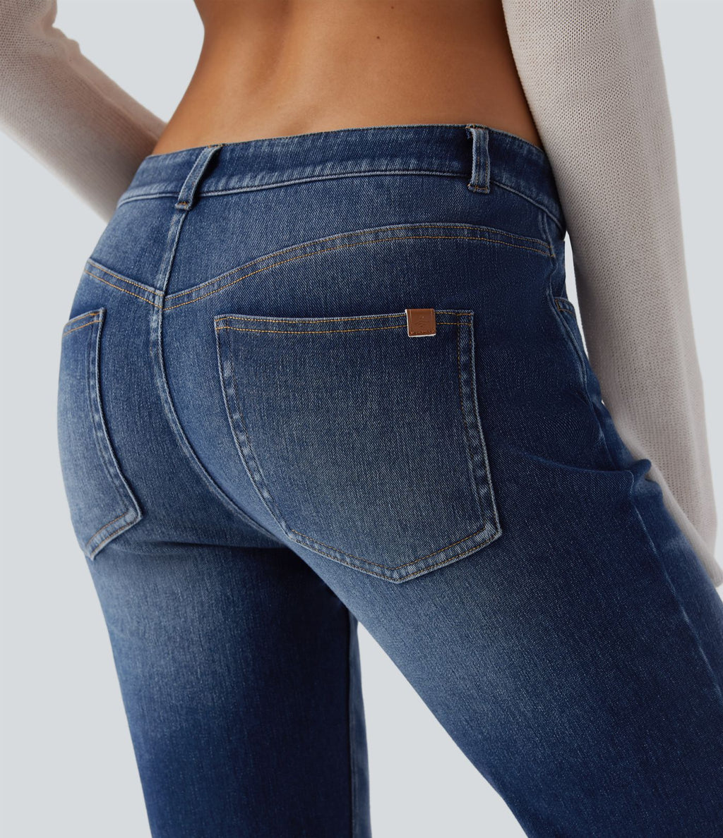 Halara Flex™ Jean évasé décontracté délavé taille basse avec poches