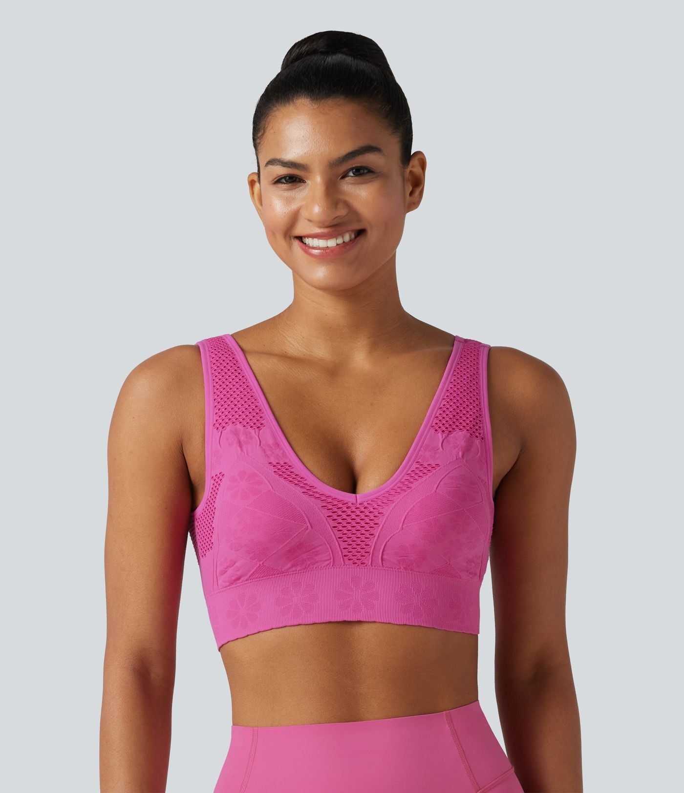 Brassière de sport OneForm Seamless Flow sans couture à col V, maintien léger, pour le yoga