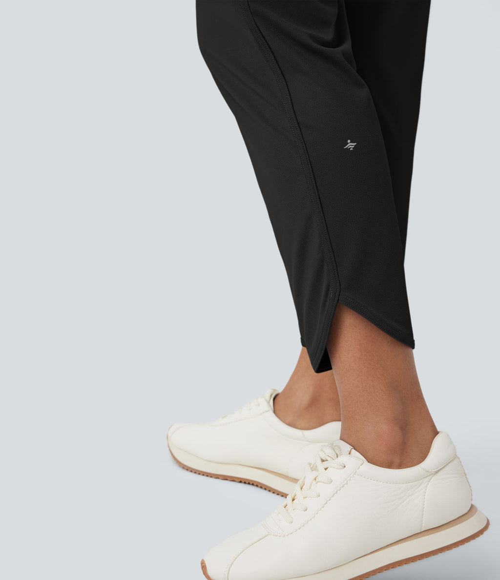 Pantalon de golf fuselé, taille mi-haute, cordon, ourlet courbé, séchage rapide, avec poches—UPF40+