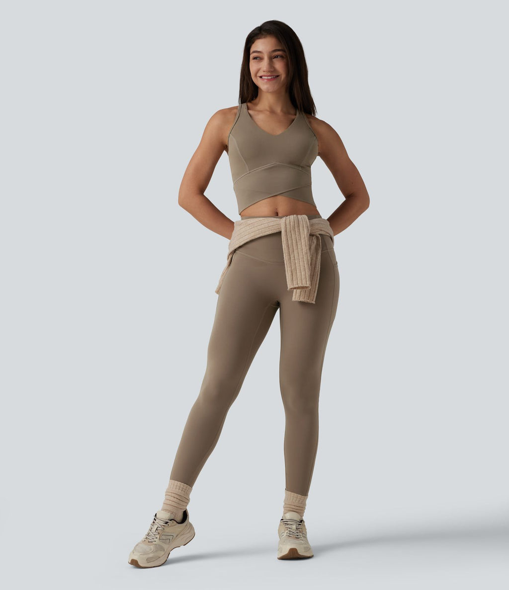 Débardeur d'entraînement court Halara UltraSculpt™ col V dos nageur maintien moyen