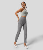 Pantalon ajusté taille haute zippé avec poches