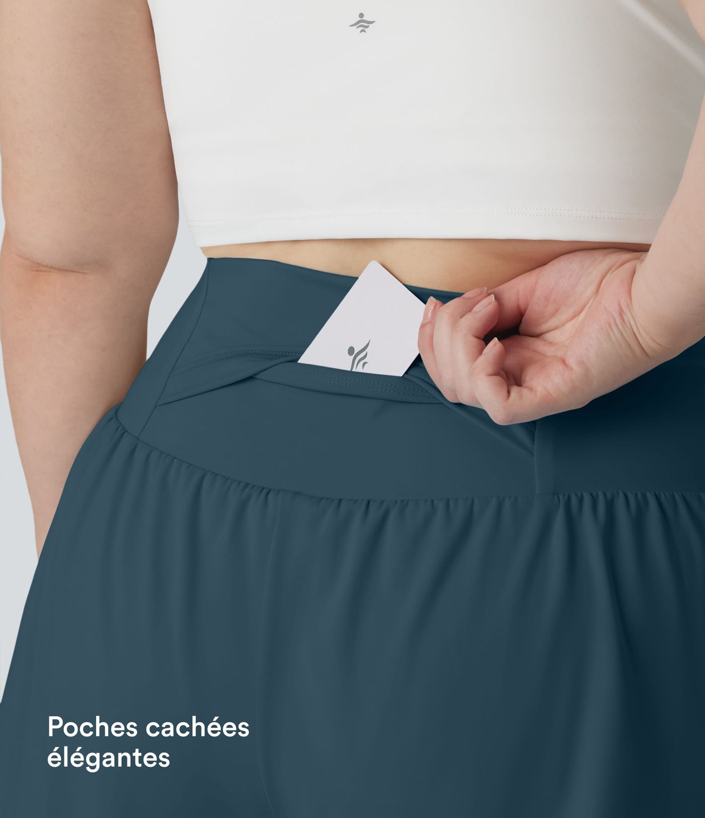 Short Yoga 10cm Plus Longue Taille Ultra Haute 2 en 1 Poche Arrière Poche Cachée Latérale Grande Taille