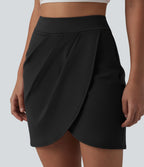 DayStretch Jupe mini casual 2-en-1 bodycon plissée croisée taille haute
