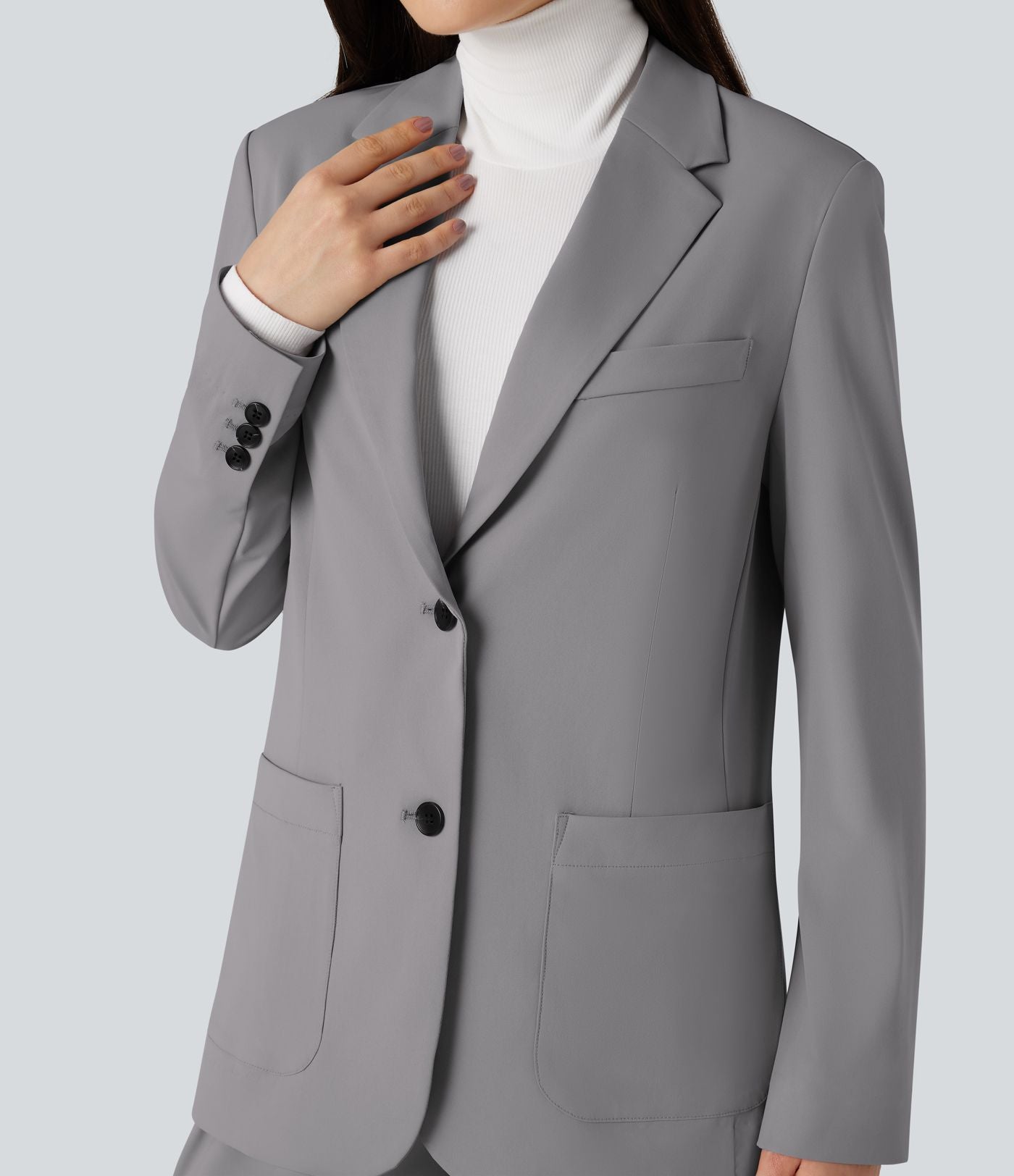 Blazer de travail col cranté infroissable à manches longues Halara Flex™ Suit avec poches