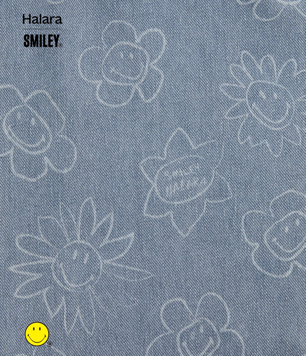 Halara X Smiley® Halara Flex™ Jean large décontracté asymétrique taille basse en lyocell délavé avec poches