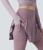 Legging à jupe étrier danse Breezeful™ 2-en-1 taille haute plissé résille contrastante séchage rapide avec poches
