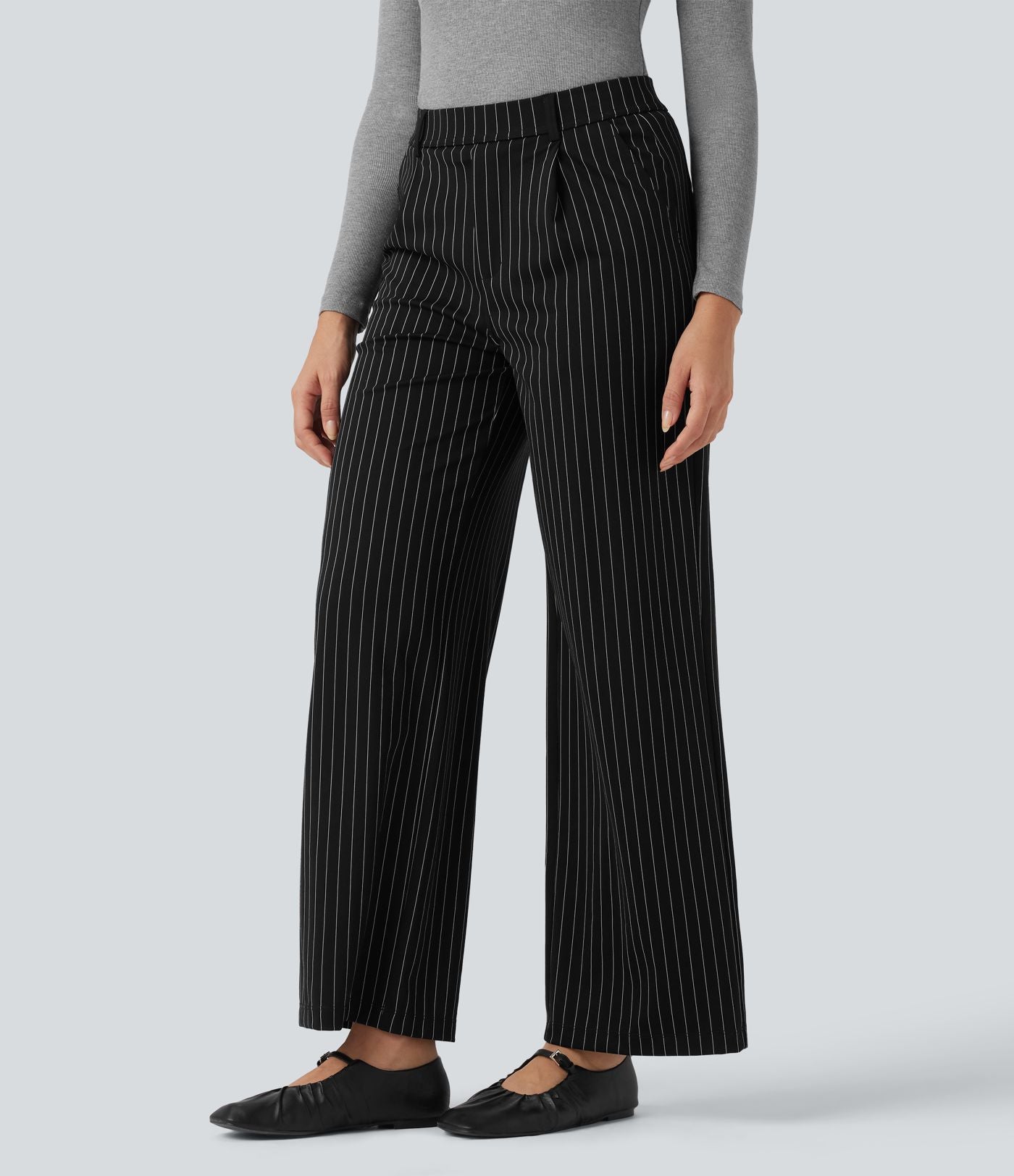 Pantalon Halara Flex™ tailleur droit taille haute rayé effet frais InstantCool avec poches