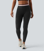 Legging de sport Halara UltraSculpt™ 7/8 gainant taille haute color block à rayures avec poches