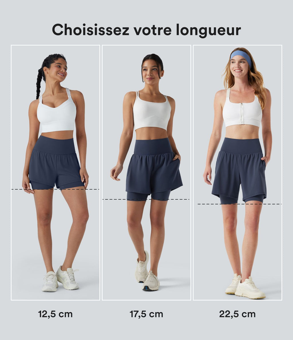 Short de yoga SoftlyZero™ Airy 2-en-1 taille ultra-haute effet frais InstantCool 17,5 cm avec poches