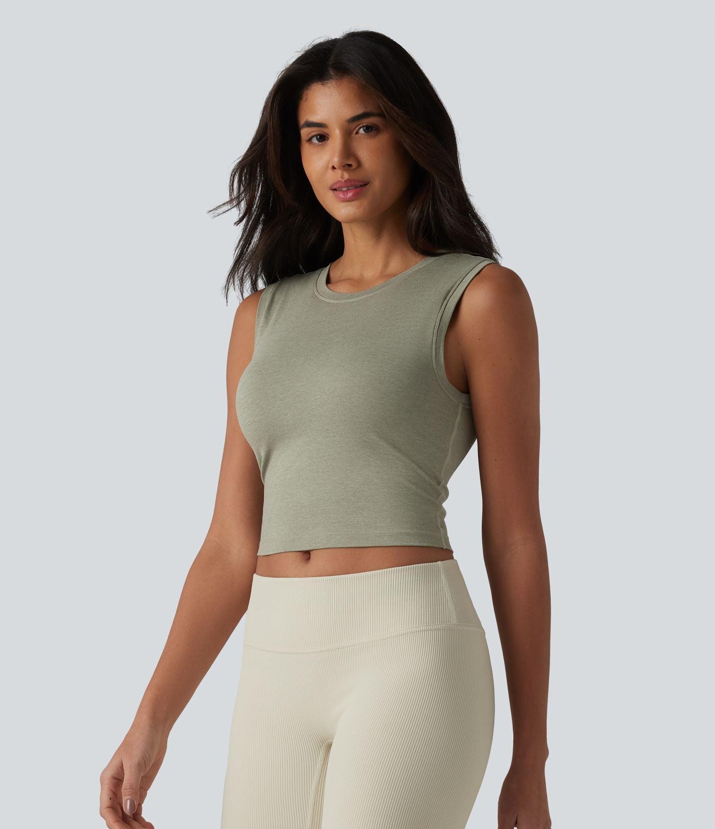 Débardeur court col rond avec brassière intégrée
