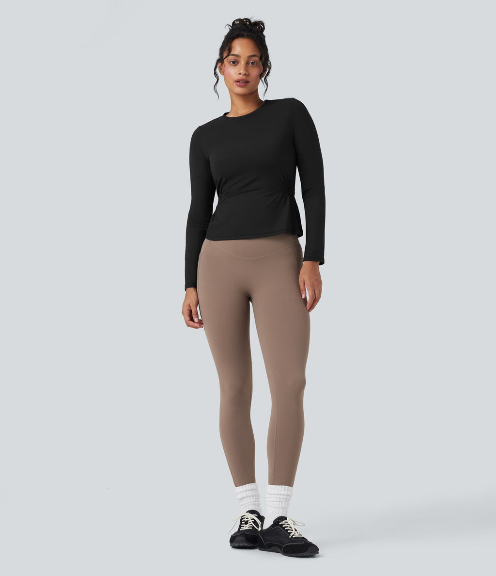 Haut de sport yoga SoftlyZero™ Plush manches longues froncé