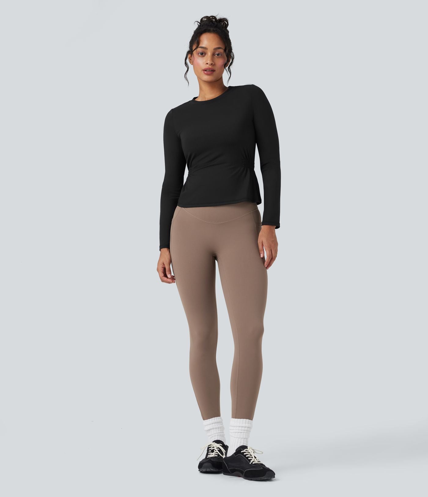 Haut de sport yoga SoftlyZero™ Plush manches longues froncé