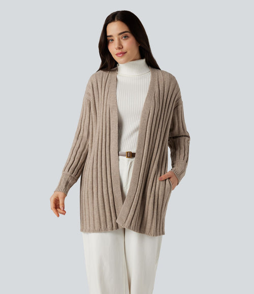 Cardigan décontracté à manches longues avec poches