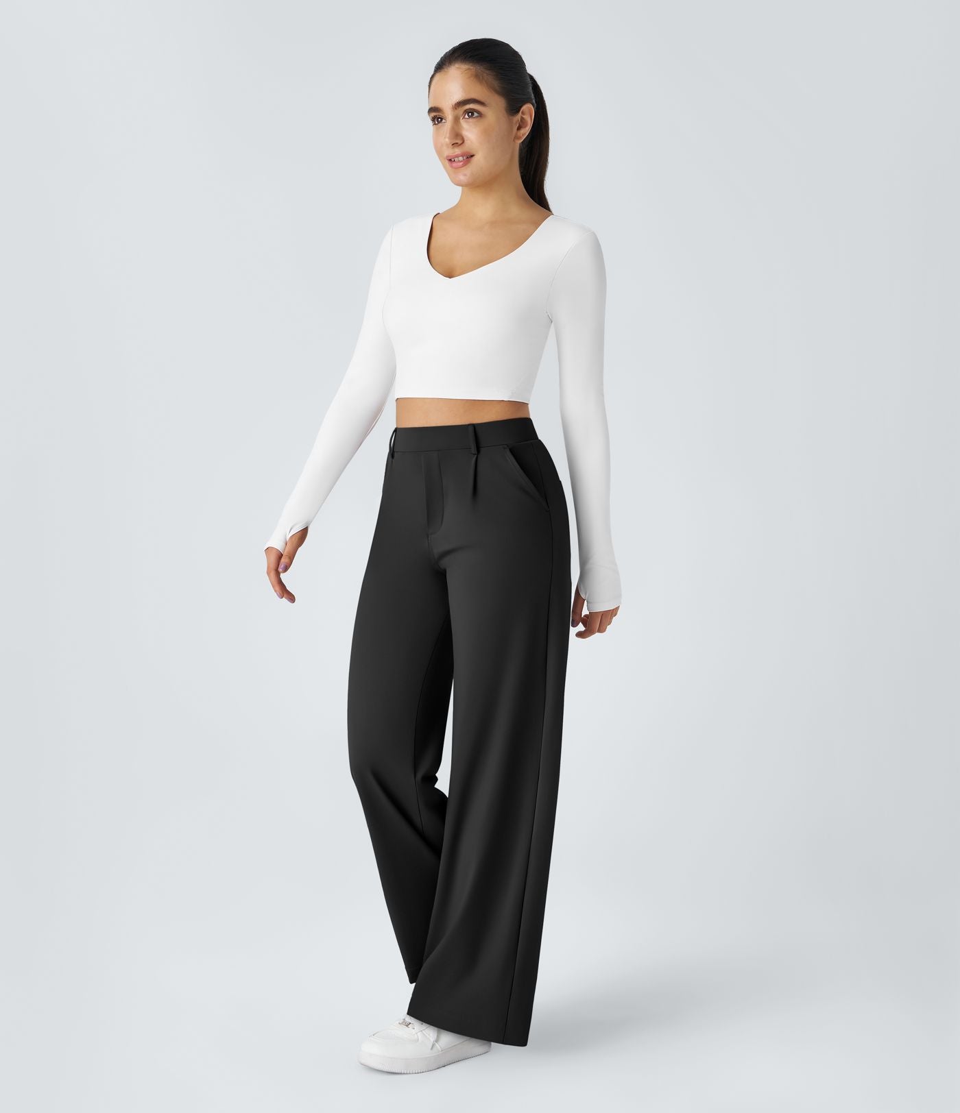 Pantalon tailleur Halara Flex™ DayStretch coupe droite taille haute avec poches