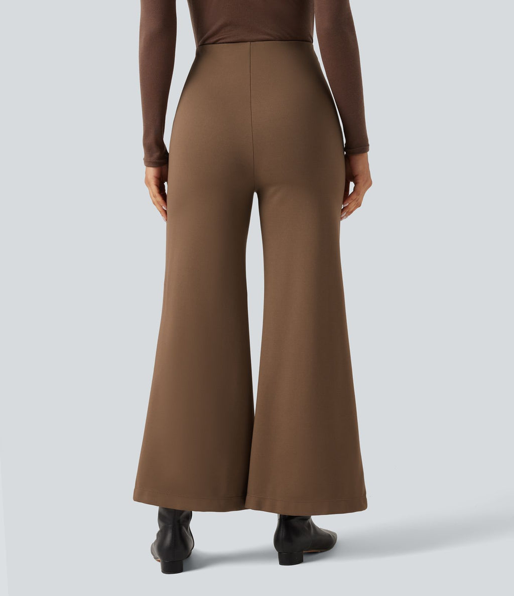 Pantalon large esprit bureau Halara Flex™ taille haute avec plis nervurés