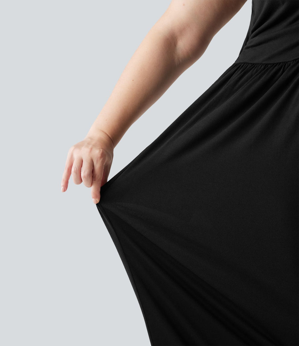 Combinaison grande taille chinée à jambes larges avec détails froncés, poches, coussinets amovibles et accès facile Easy Peasy