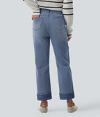 Jean droit 7/8 décontracté Halara Flex™ taille haute avec poches