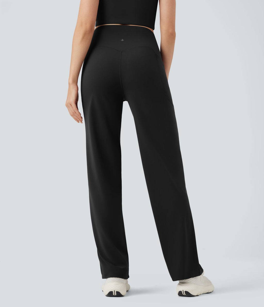 Pantalon de yoga droit gainant taille haute avec poches Halara UltraSculpt™