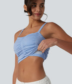 OneForm Seamless Flow Caraco de yoga crop froncé à dos croisé avec brassière intégrée sans couture