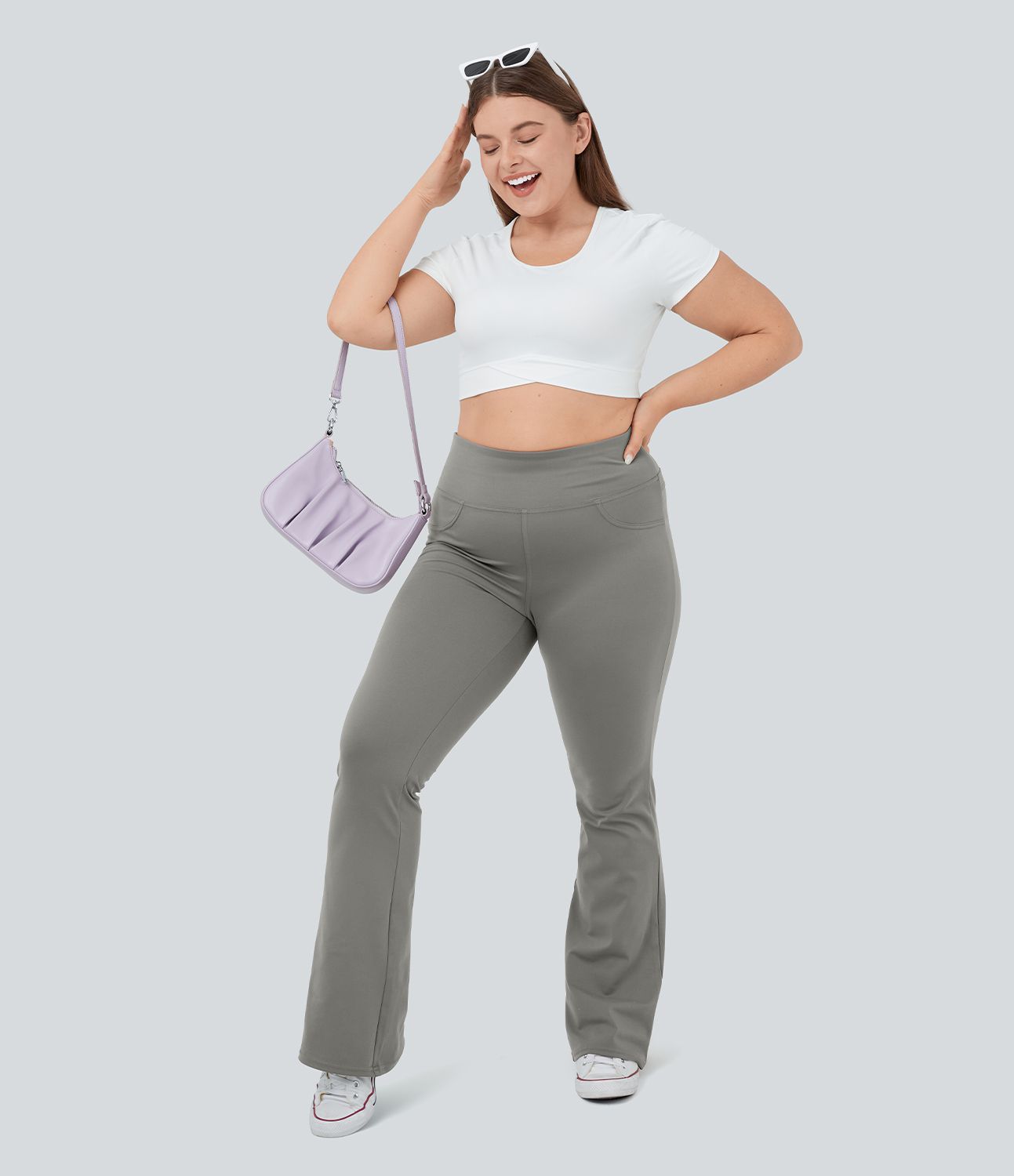 Legging yoga évasé grande taille taille haute DayStretch avec poches