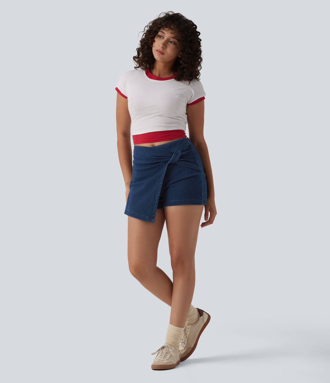 Halara Flex™ Skort micro-court en denim taille mi-haute