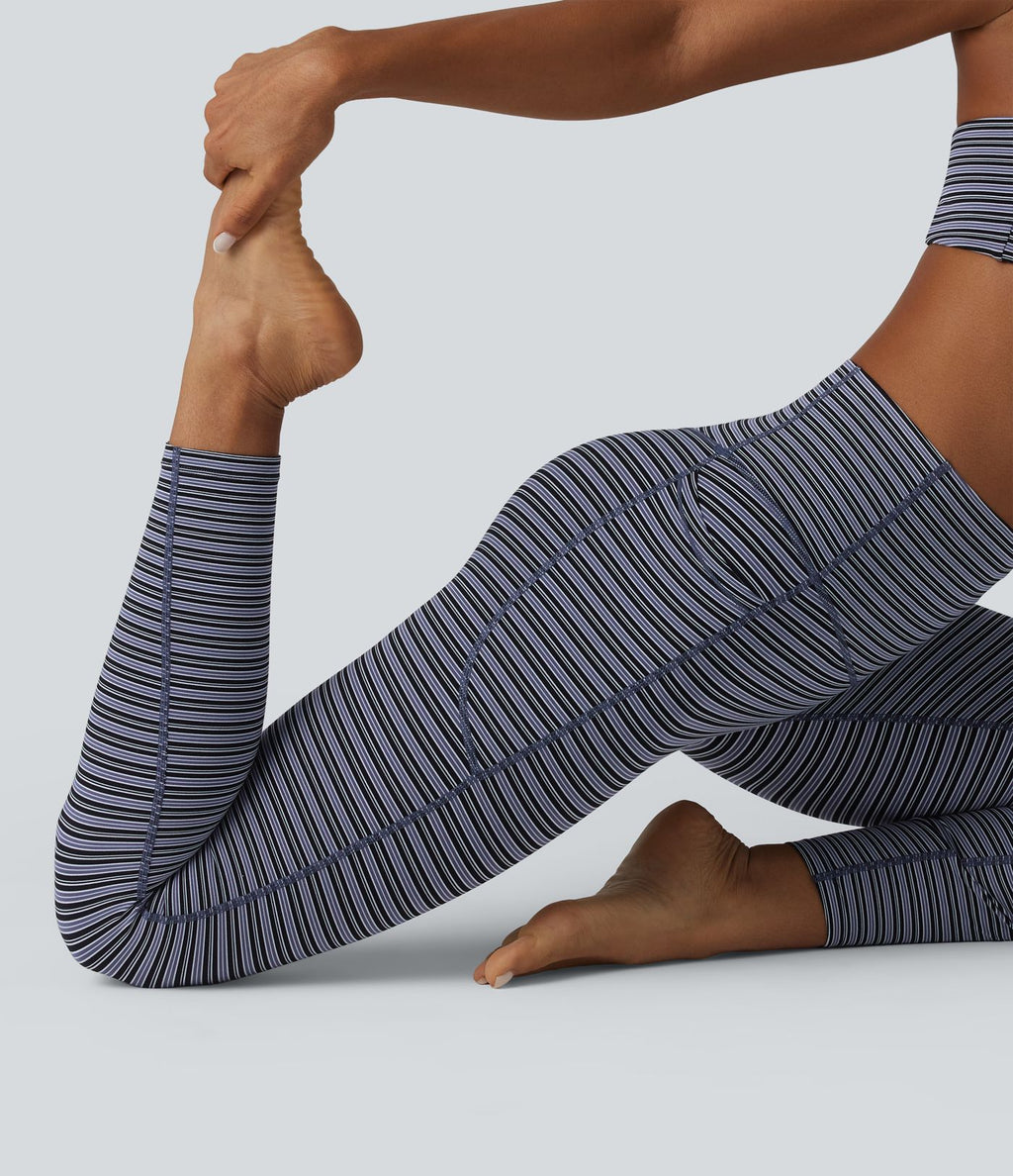 Halara UltraSculpt™ Legging de course à rayures jacquard taille haute ventre plat avec poches