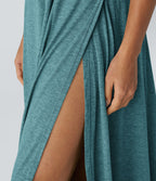 Robe Casual Débardeur Longue Fluide Fendue Dos Nu à Col en U