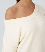 Pull casual col V épaules tombantes manches longues avec fentes