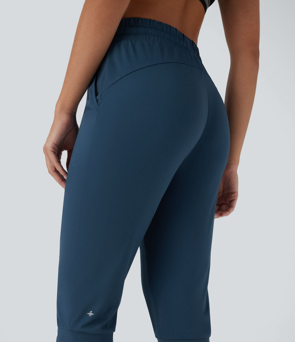 Pantalon corsaire jogging de danse taille haute à cordon avec poches latérales