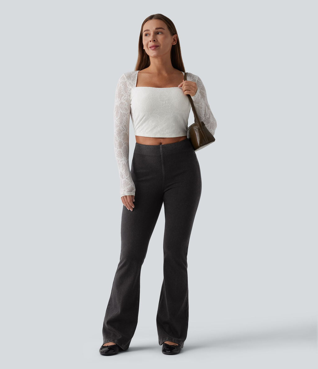 Halara Flex™ Jean évasé casual gainant taille mi-haute avec poches