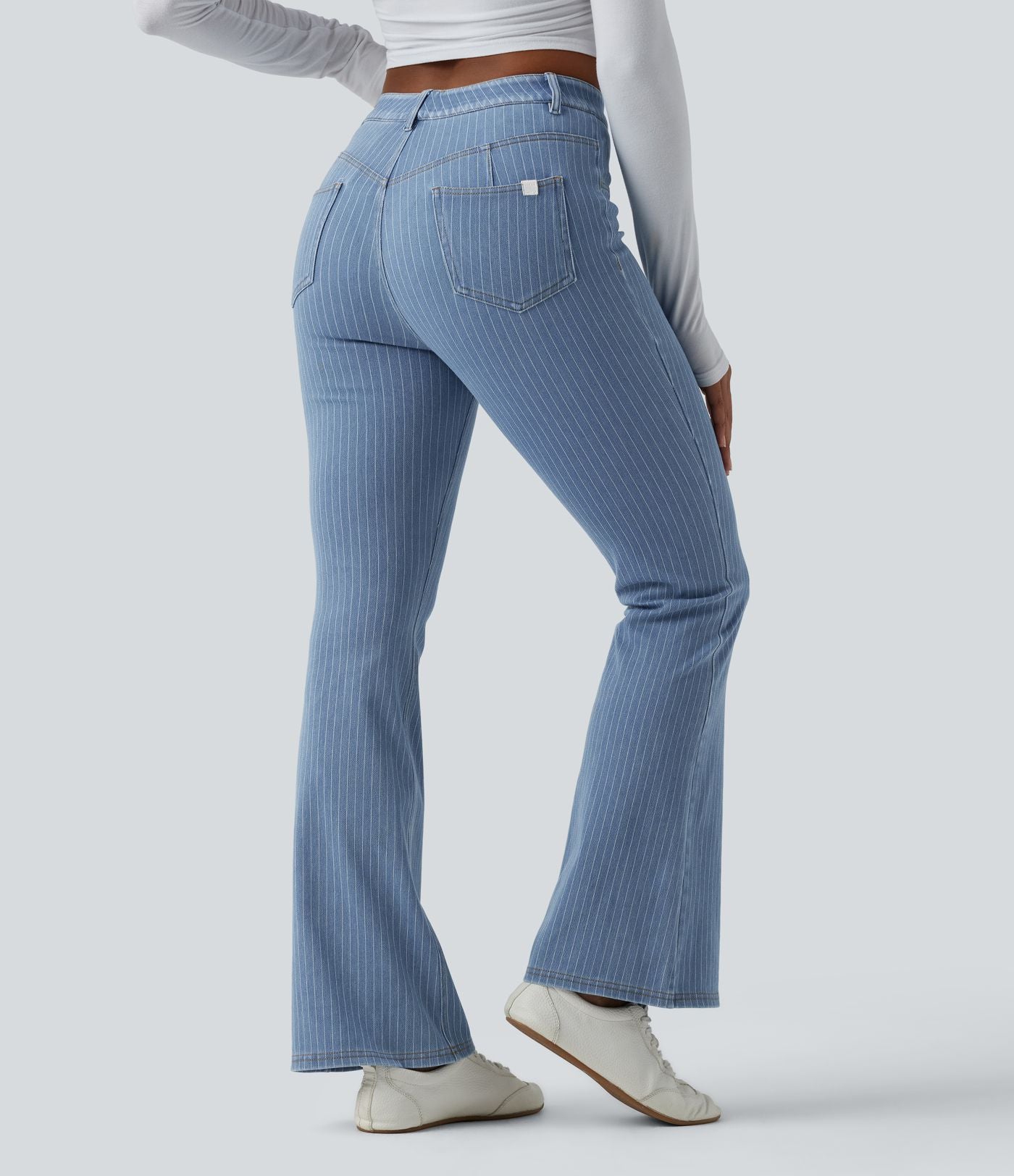 Jean Halara Flex™ mi-taille évasé à rayures décontracté avec poches
