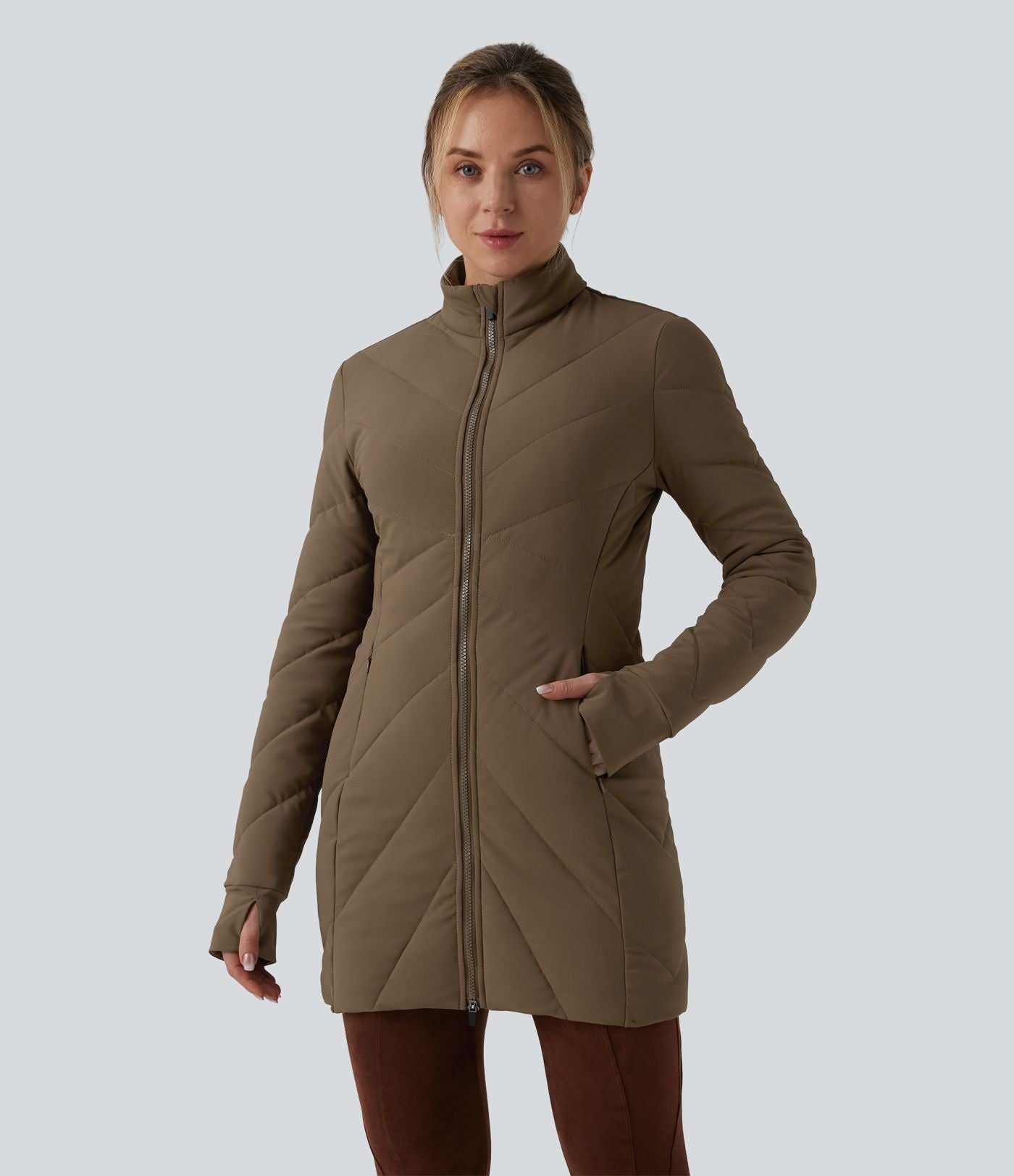 Doudoune PuffFlex col montant double zip avec passants pouces avec poches