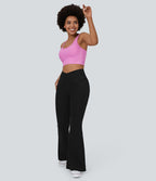 Halara Flex™ - Jean Ultra Evasé Tricot Extensible Lavé Poches Croisées Taille Haute