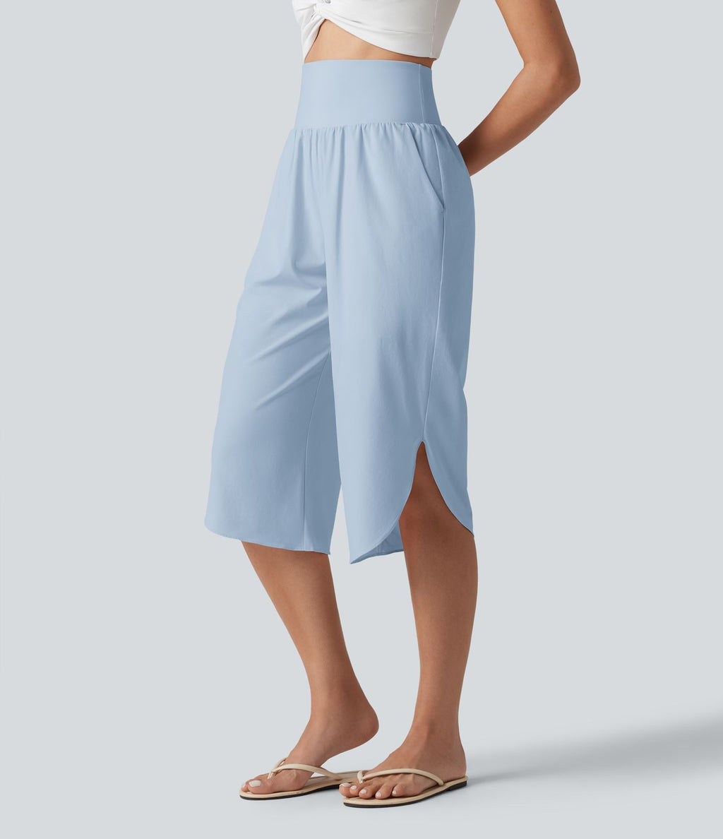 Breezeful™ Pantacourt taille haute ventre plat, ourlet arrondi, séchage rapide et poches