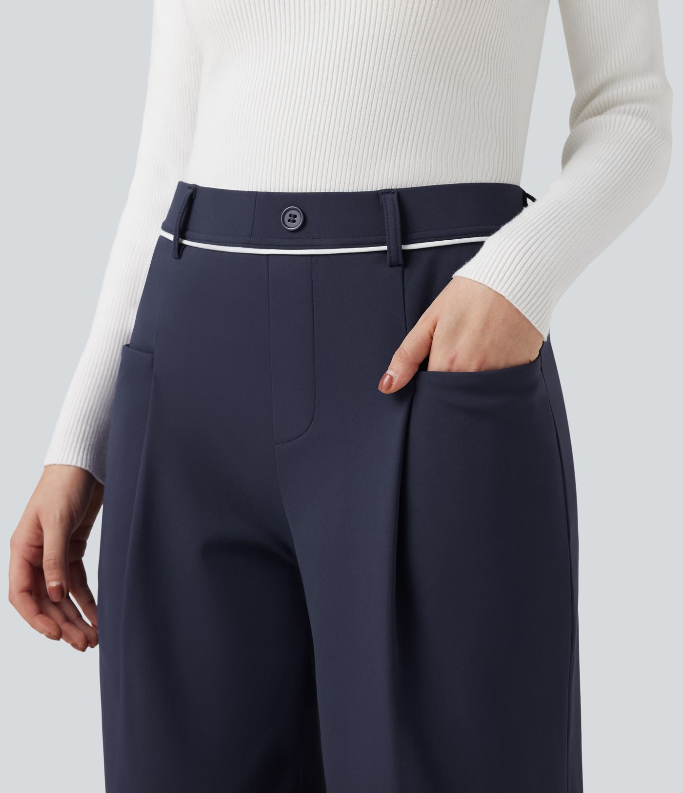 Pantalon tailleur droit thermique SoftlyZero™ Plush taille mi-haute avec poches