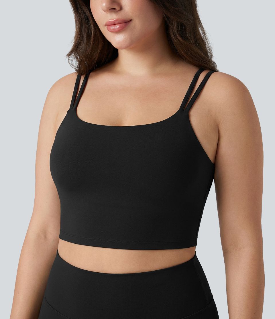 Débardeur de yoga court grande taille Halara UltraSculpt™ torsadé dos nu avec doubles bretelles et brassière intégrée