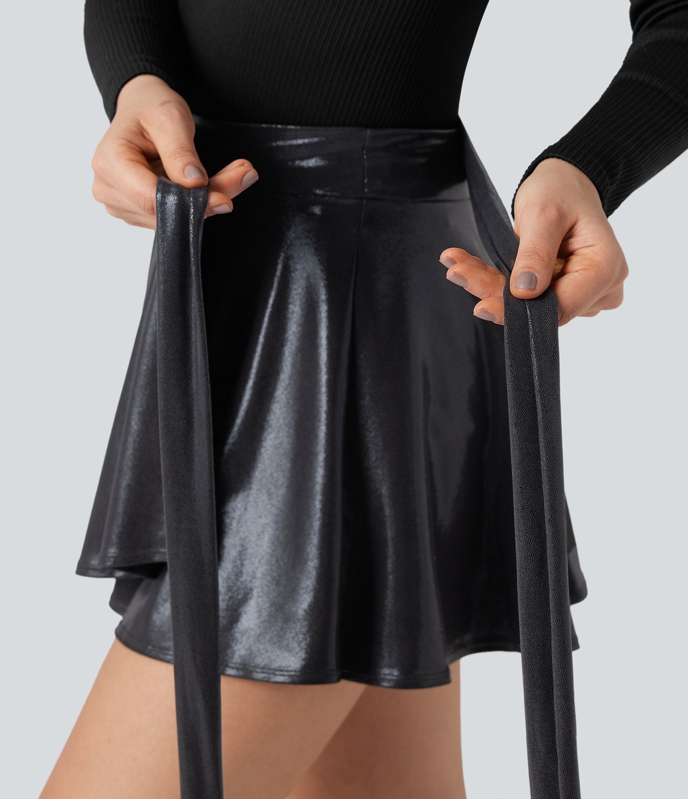 Jupe extensible SoftlyZero™ tissu enduit imprimé métallique taille haute avec poches