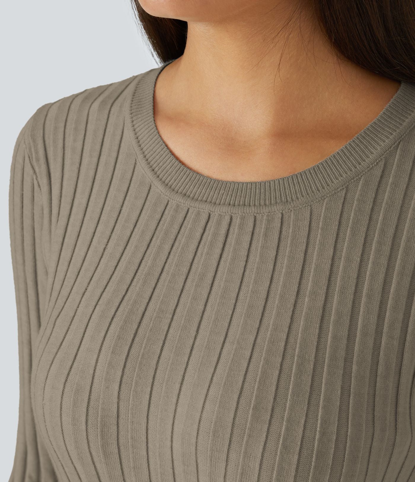 Pull Décontracté à Col Rond, Manches Longues et Volants