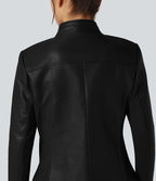 Veste polaire tissu enduit col montant zippée à manches longues avec poches