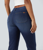Halara Flex™ Jean 7/8 casual évasé en denim molleton taille mi-haute avec poches