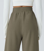 Pantalon velours côtelé de jogging décontracté à taille haute avec poches latérales