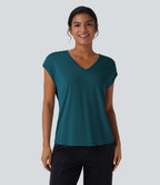 T-shirt casual col V manches courtes