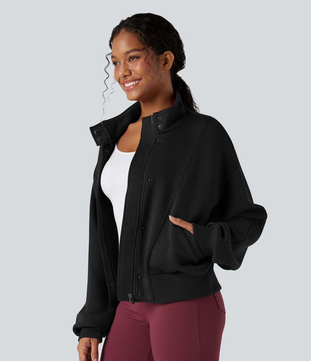 Veste de sport SpacerTek™ col montant, manches chauve-souris et détails contrastants, avec poches