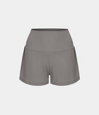 Short 7,5cm Yoga 2 en 1 Super Taille Haute Poches Arrière Poches Cachées Latérales