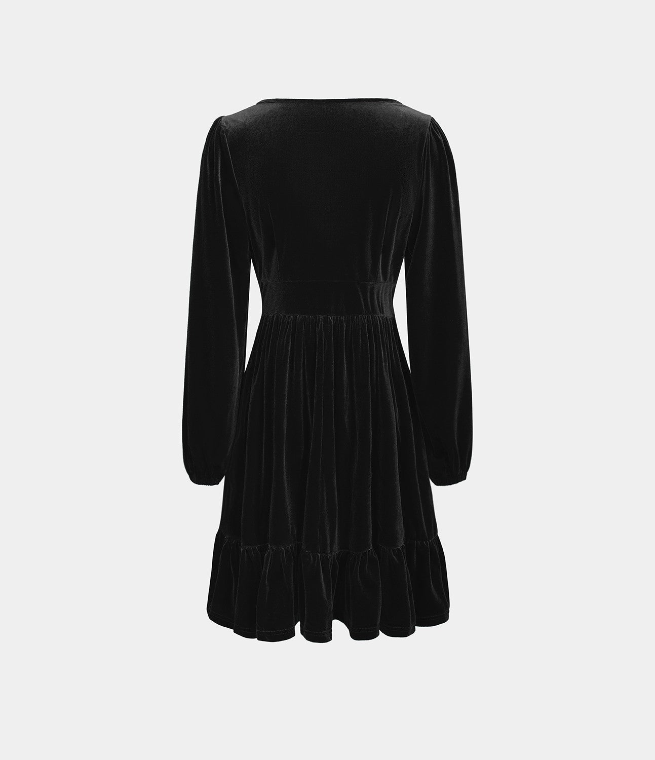 Quotidien Robe de Soirée Mini en Velours à Encolure en V Profond et Ourlet Volanté